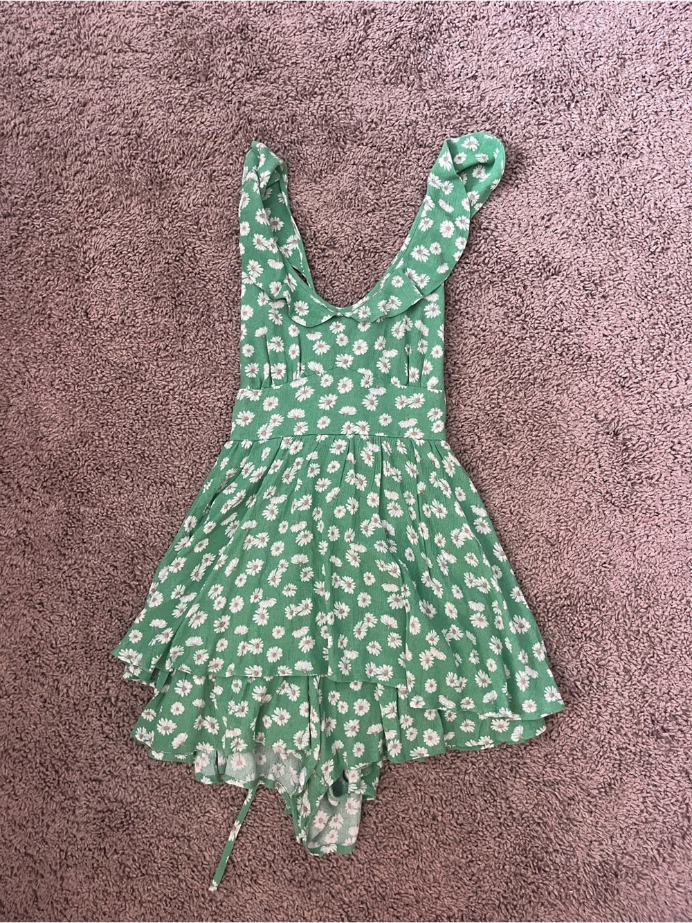 Urban Outfitters Mint Green Daisy Ruffle Romper Dress